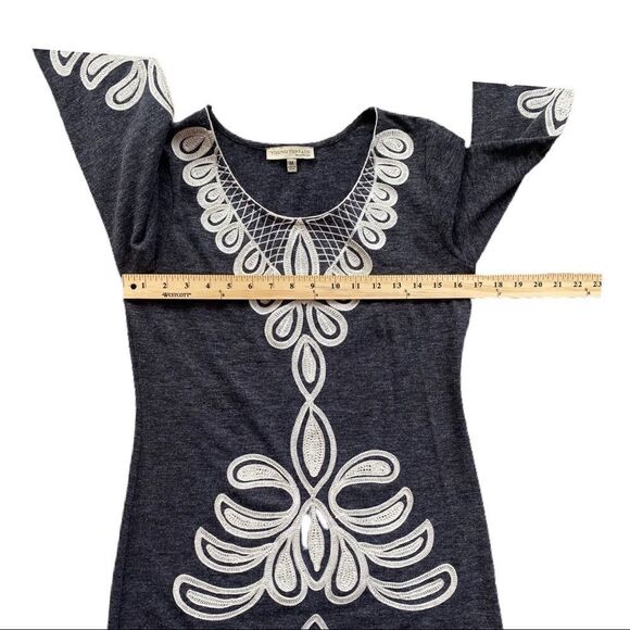 Young Threads of NY Grey Knit Dress w/ Embroidery - Picture 11 of 13